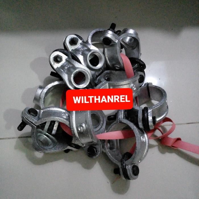 8s5o- Clamp Sadle Besi Galvanis 2"3/4" Penjepit Pipa Sambungan Pipa