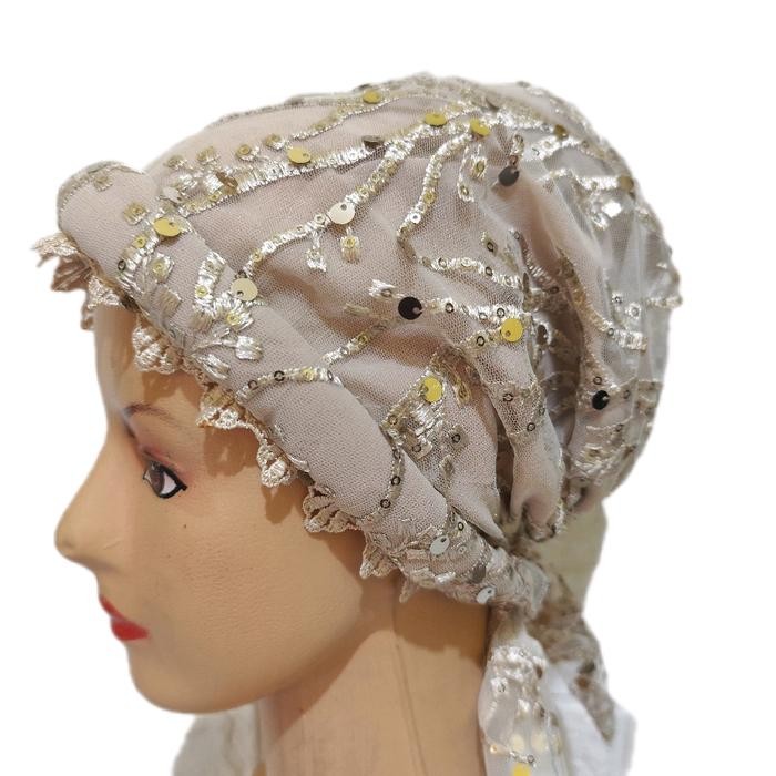 KirimCpT- Kerpus Kupluk Ciput Topi Songkok Hijab Brokat Cantik Mewah Instan - Bahan Brokat