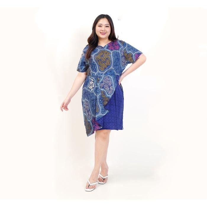 ypa5- Baju Dress Batik Wanita Modern Jumbo 004 Big Size Baju Hamil Kerja Pesta Formal