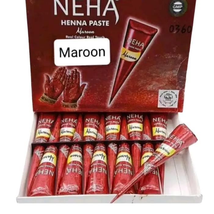 ZiZa- Hemat !! 3 Pcs Henna Neha Warna Maroon Halal Dan Tahan Lama Cepat Kering/ Art Polish