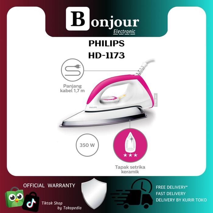 TERBARU SETRIKA KERING PHILIPS HD-1173 SETRIKAAN CLASSIC PHILIPS HD1173 TERMURAH