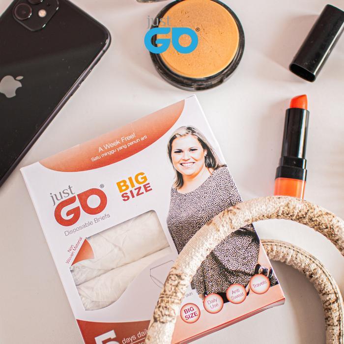 PROMO JustGo Disposable Underwear Celana Dalam Sekali Pakai Wanita BIG Size