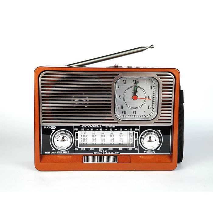Bluetooth speaker radio mendukung FM AM SW USB/TF FLECO F-105 Radio Klasik Design Jam Analog Radio