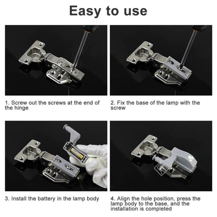 NEW Lampu engsel led + baterai lampu lemari otomatis lampu kabinet led