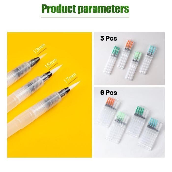 6Pcs/Set Kuas Lukis Cat Air + Carrying Case / Watercolour / Kuas Pena untuk Cat Air / Water Brush