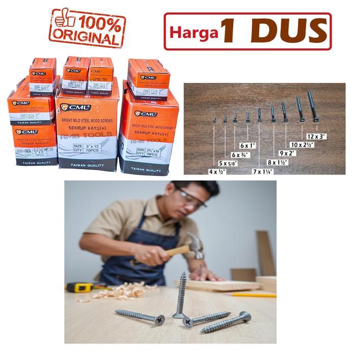 SEKRUP SKRUP KAYU CML BERBAGAI UKURAN LENGKAP HARGA 1 BOX - WOOD SCREW CML