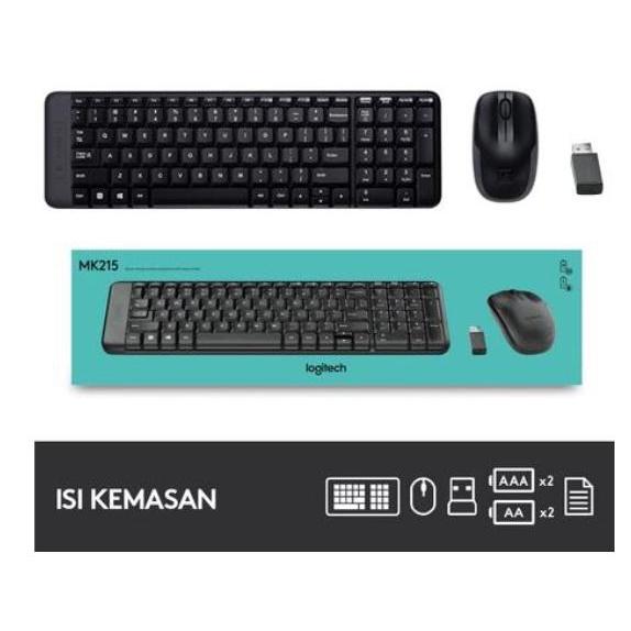 TERLARIS Logitech MK215 / MK 215 Keyboard Mouse Combo Koneksi USB Wireless