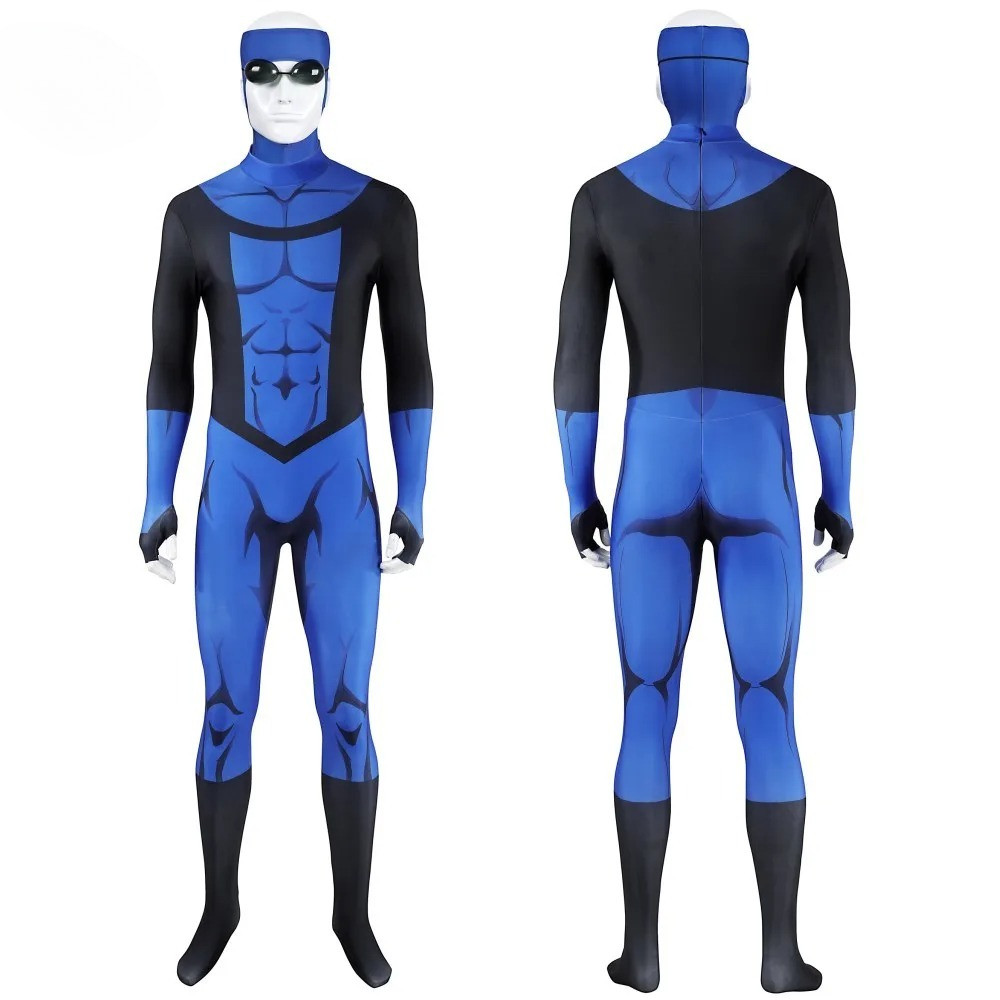 Mark Grayson Cosplay Invincible Season 3 Mark Costume Blue Elastic 3D Printed Zentai Suit Mask
