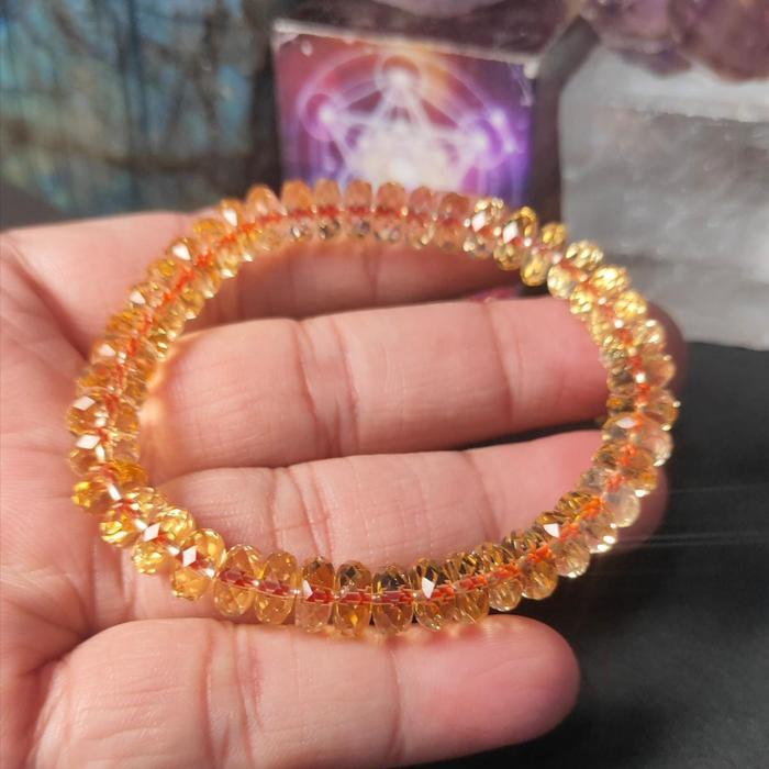 Bracelet / Gelang Citrine Rondelle Faceted (4-5*8-9mm bead) Grade 3A