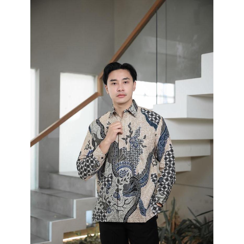 Hardi Batik Dobby - ANDARA CREAM Kemeja Batik Pria Lengan Panjang