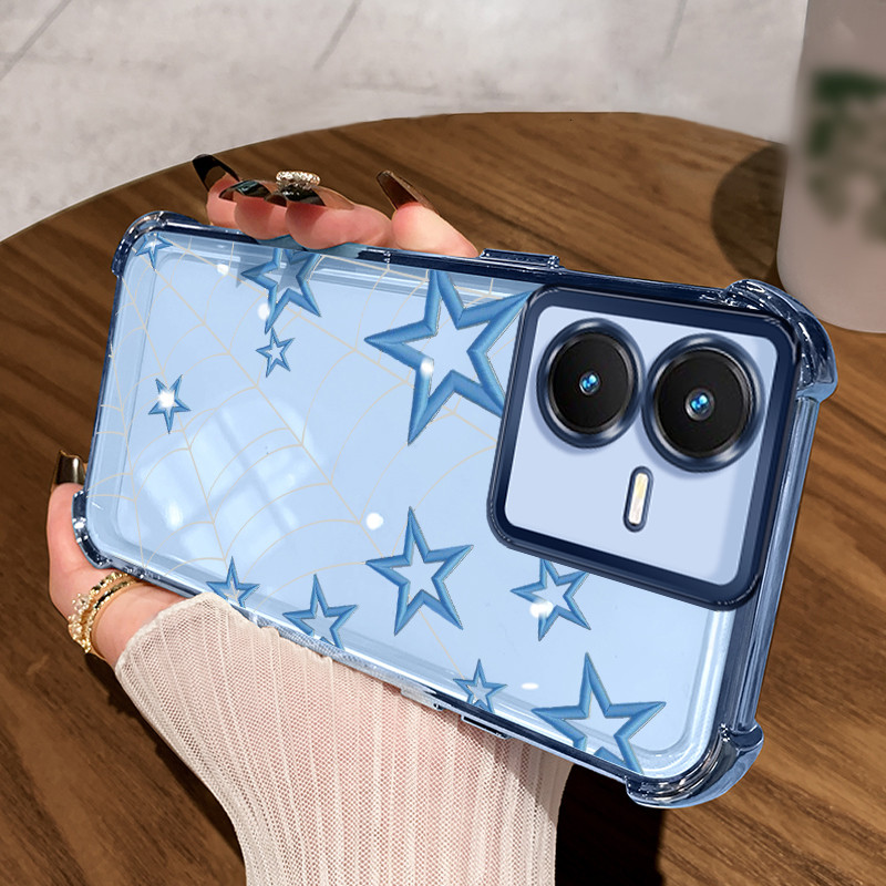 Casing Hp untuk VIVO Y22 Y22s Case Bintang Biru Transparan Kasing gaya Limited Cesing Airbag Kesing 