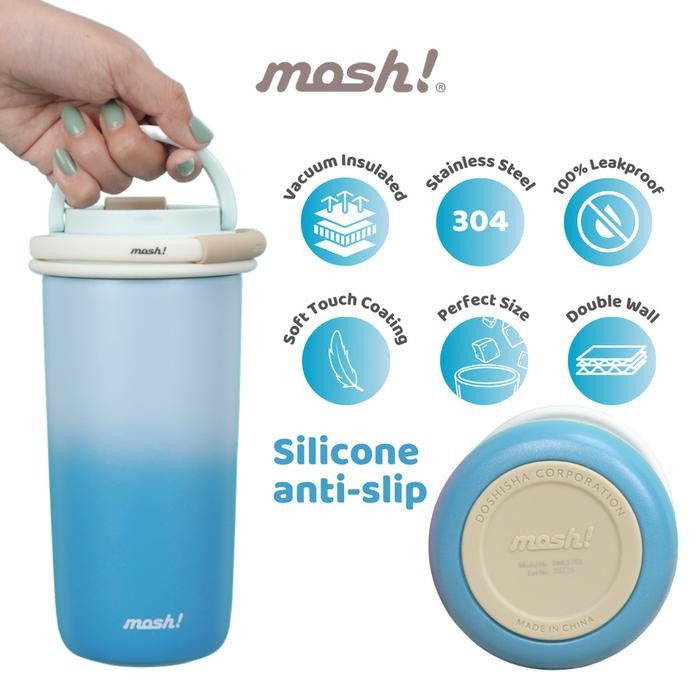 MOSH LATTE STRAW GRADIENT TUMBLER - BOTOL MINUM STAINLESS STEEL 700ML - BLUE
