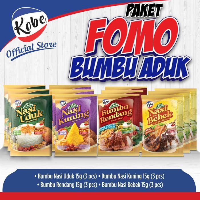 

Pilihan- Paket Fomo Kobe Bumbu Aduk. Nasi Uduk, Nasi Kuning, Bumbu Rendang, Nasi Bebek