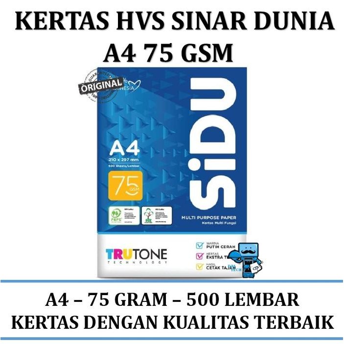 

Pilihan- Kertas Hvs Sinar Dunia A4 70Gsm - 1 Rim 500 Lembar