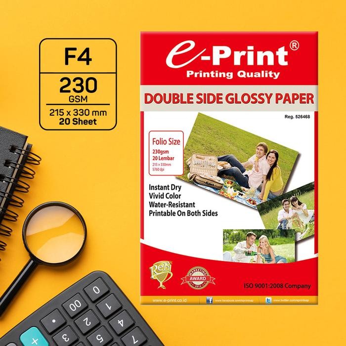 

Pilihan- E-Print Kertas Foto Double Side Glossy Paper Folio 230Gsm