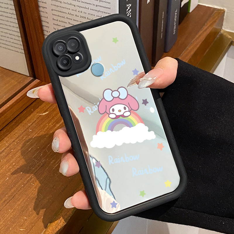 Casing Hp OPPO A15 A15s A35 Case Casing Awan Pelangi pola Kesing HP Cesing cermin Kasing Silikon Sof