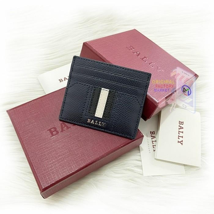 HRG DISKON Dompet BALLY Card Holder THAR Mens Case Black Navy Original