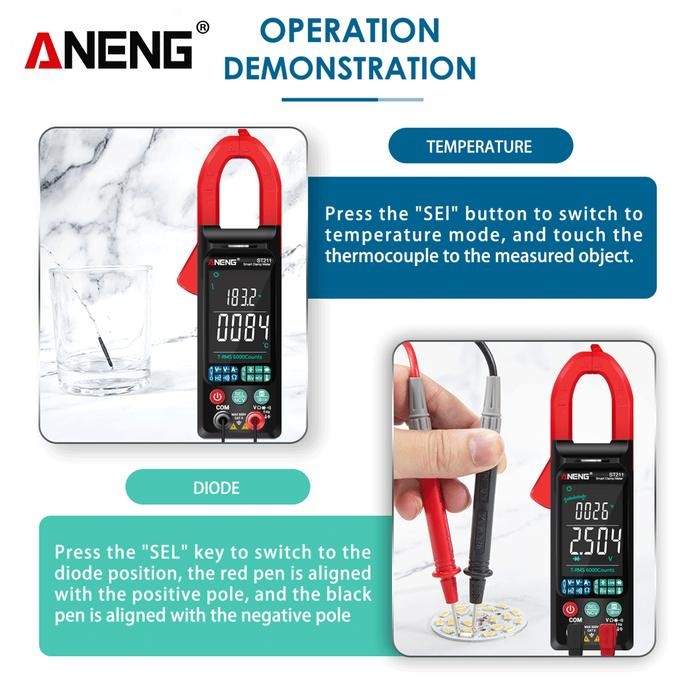 Aneng ST211 Tang Amper Multimeter Tester Dital AC/DC Orinal masih ready