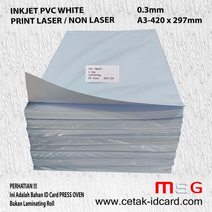 

New BAHAN ID CARD LASER/INKJET PVC SHEET 0.3mm A3-420 x 297mm (PRESS OVEN)