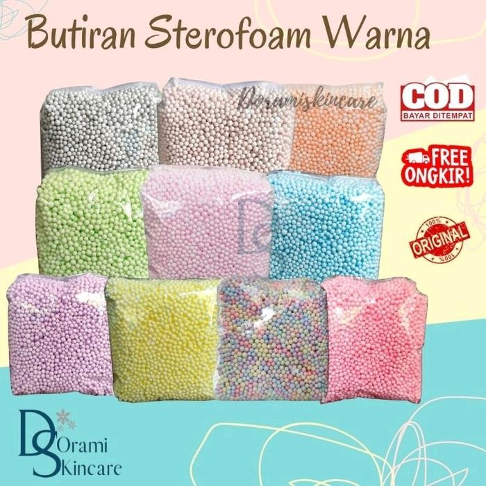 

New Butiran Gabus Sterofoam Styrofoam Warna Warni Butiran Bola Gabus Kecil
