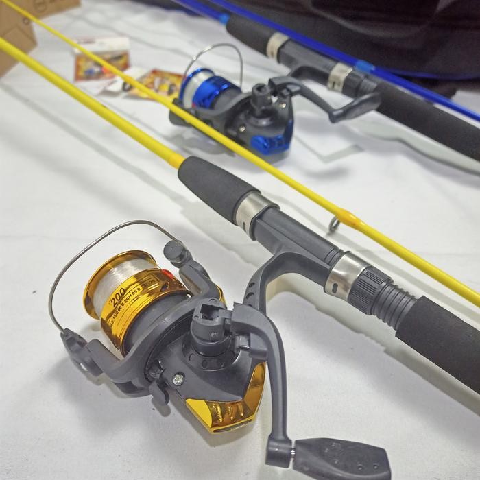 2 Full Set Alat Pancing Joran Sambung 120-150 Cm Tas Shimano Reel 5Bb Lengkap Isi 2 Set Pancingan
