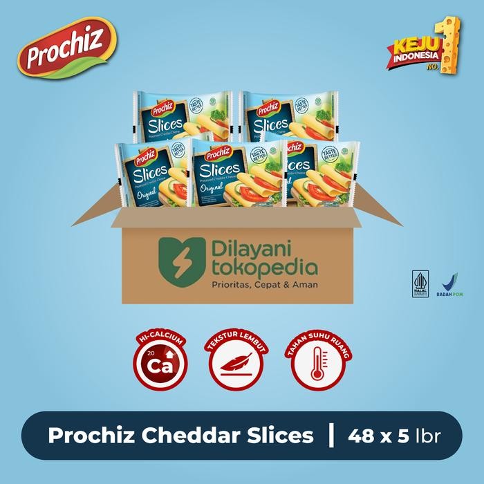 Pilihan- Keju Prochiz Slice Cheddar 5'S 1 Karton
