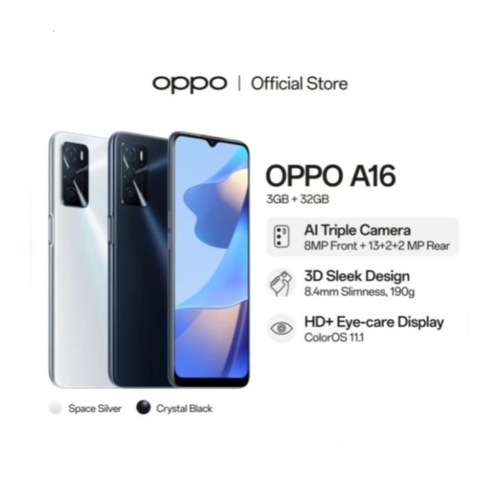 Pilihan- Hp Oppo A16 3/32 Gb - Opo A16 Ram 3Gb Rom 32Gb Garansi Resmi Oppo