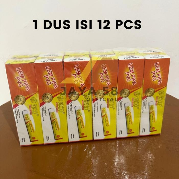 

GROSIR 1 DUS 12 PCS Lem Pipa PVC Perekat Paralon Tube Bisa Dalam Air ISCO 40 gr