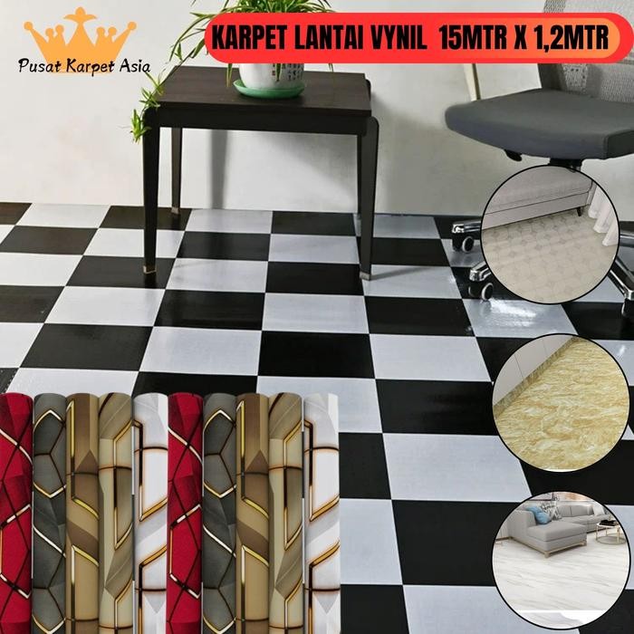 PKA Karpet Vynil EMP karpet Lantai 1,2 x 14M Tebal 0,25 Alas Meja Plastik Vinyl Premium PER Motif
