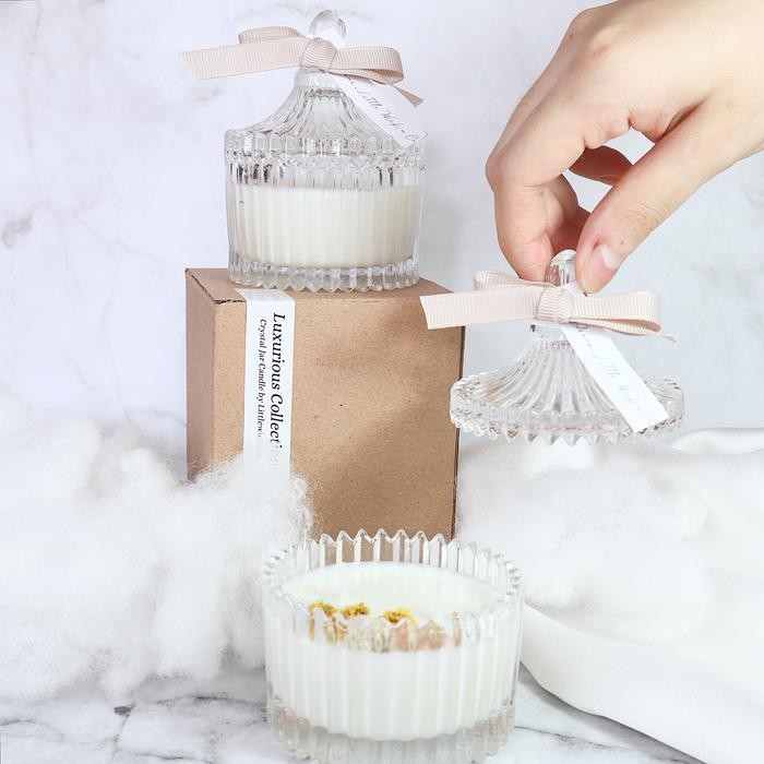 New Crystal Jar Premium Scented Candle / Lilin Aromaterapi Souvenir Wedding / Hampers Kado Lilin /
