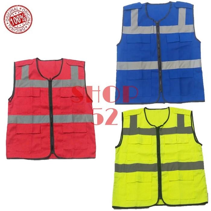 Rompi Kain Drill 4 Kantong Proyek Safety Vest