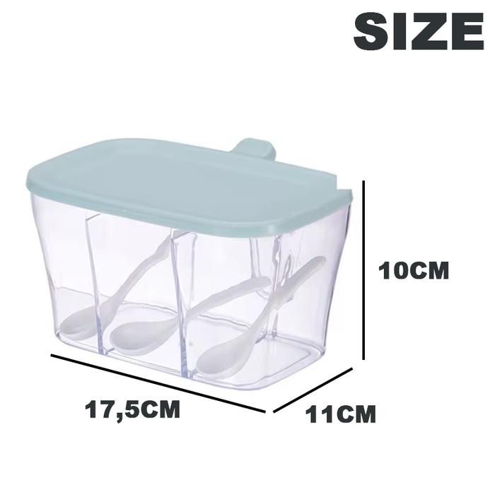 Tempat Bumbu Dapur 3 Sekat Toples Bumbu Dapur Kotak Bumbu Plastik Serbaguna Toples Bumbu Dapur