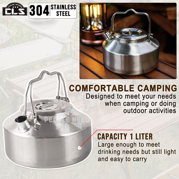 Teko Camping 1 Liter Stainless Steel 304 Two Handle Cls Teko Camping Pasti Ori