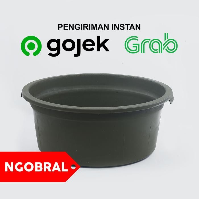PAKET 6- Baskom Plastik Besar HIJAU ARMY D 45cm / Ember Bak Plastik