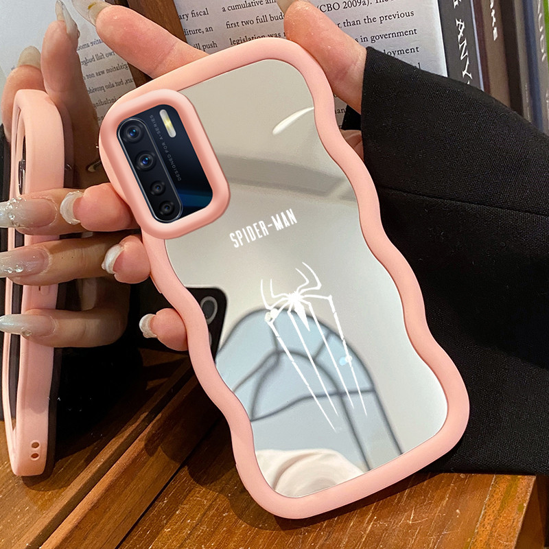 Casing Untuk OPPO A91 F15 Reno 3 Case Casing HP Pola bekas kaki dan laba-laba Kesing Kasing Macaron 