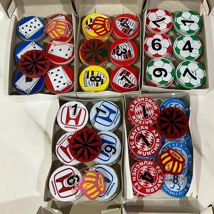 MJ Biji Karambol Tebal 4 mm Semua Motif / Random Koin Krambol Satu Lapis Original Keping Kerambol