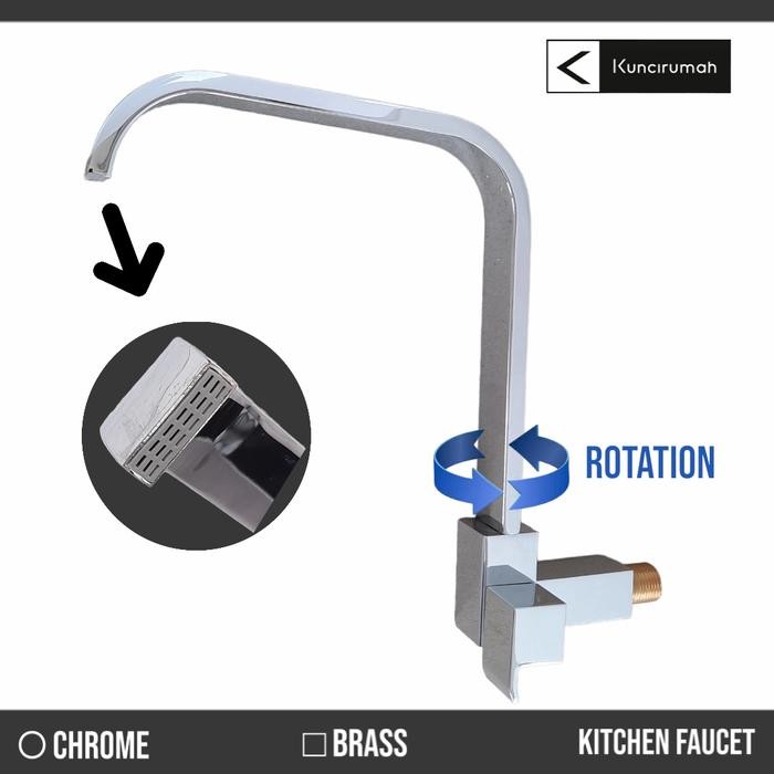 Murah Keran Air Wastafel Tembok / Kran Kotak Cuci Piring Dinding Kuningan Terlariss 