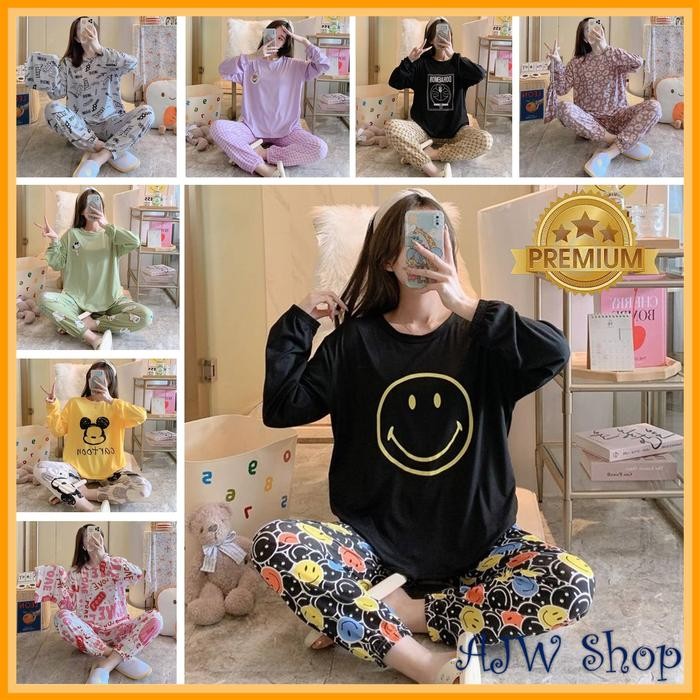 6XB6  Ajwpedia Piyama Joger Wanita Piyama Remaja Joger Baju Tidur