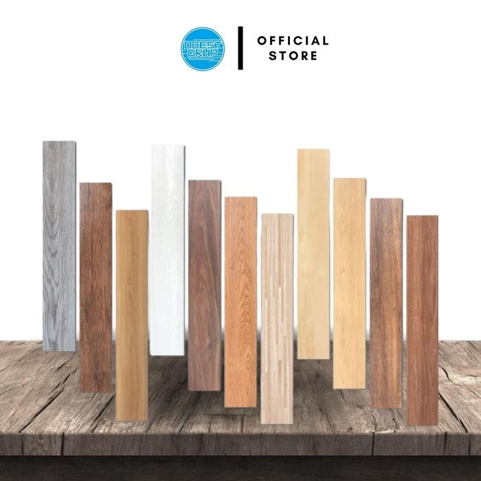 25pcs ] Sticker Lantai Vinyl Wallpaper Vinyl Parket Motif Kayu Premium Inclued Lem Wallpaper Stiker