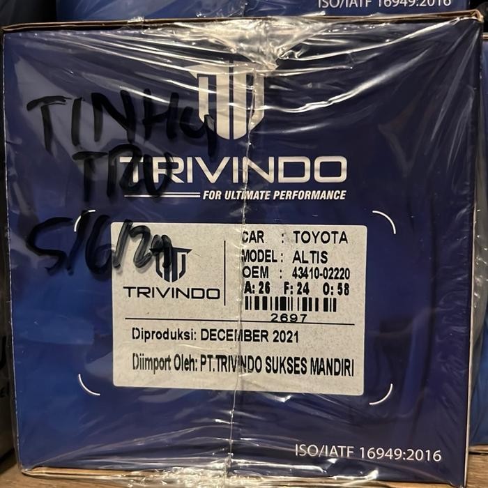 Cv joint luar toyota altis 2001-2006 trivindo