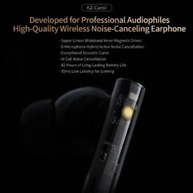 KZ Carol Bluetooth Earphone TWS Bluetooth 5.3 Mic Active Noise Cancelling Earphone