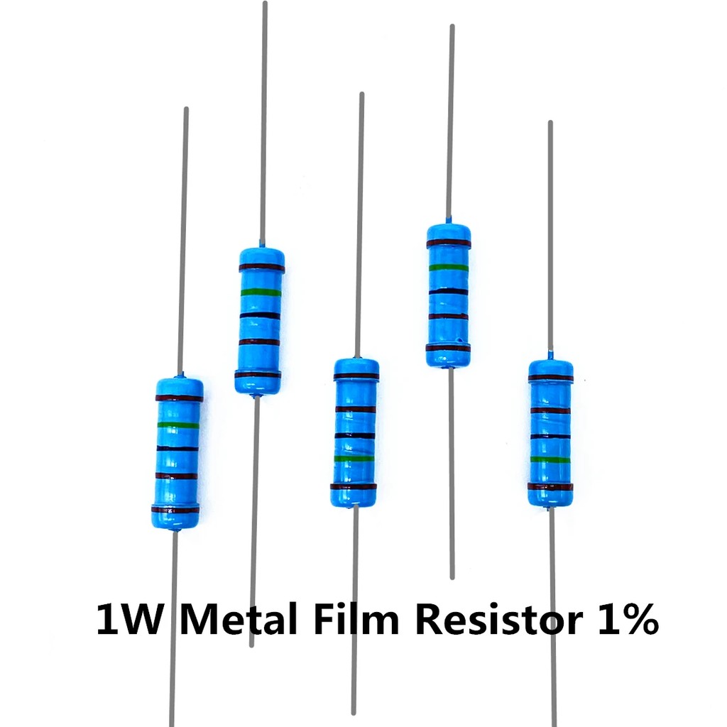 IMPORT 20PCS 1W Metal Film Resistor 1% Five-color Ring Power Resistor 0.1~1M 2 4.7 10R 47 100 220