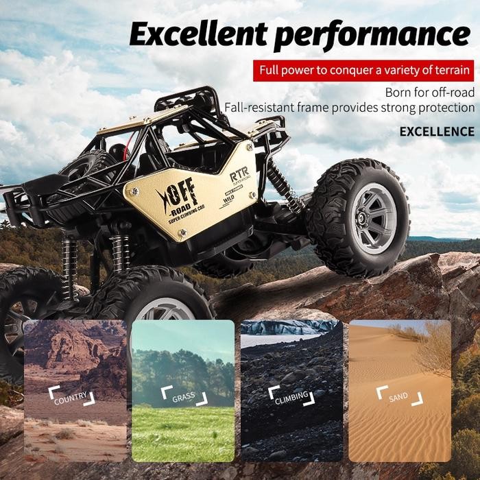 Mobil Remote Control Besar 2Wd/4Wd Offroad Bahan Alloy Mainan Anak Laki-Laki Ban Besar Dengan