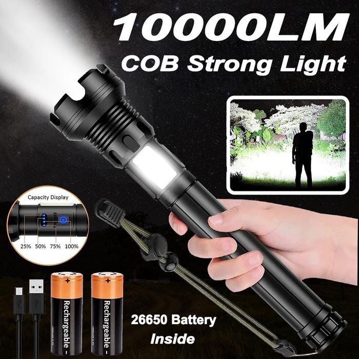 Senter Swat XHP-160 Core Led Super Terang Senter COB Zoom Cas USB