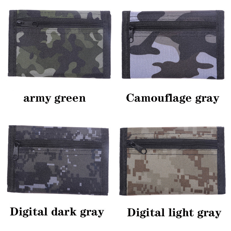 Camouflage Wallets Slim Wallet Trifold Sports Wallet Outdoor Canvas Wallets With Zipper Travel Coin 