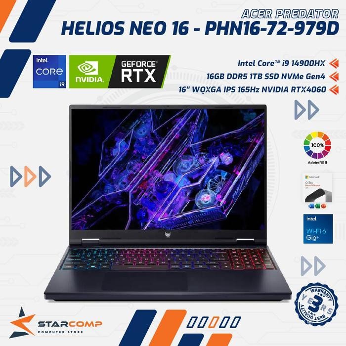 Acer Predator Helios Neo 16 PHN16-72-979D Intel Core i9-14900HX 16GB 1TB RTX4060 16 WQXGA 165Hz