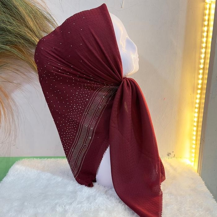 Top Kerudung Hijab Jilbab Segi Empat Motif Payet Siku Tabur Mute Lt Mutiara Square