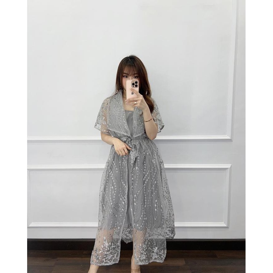 Dress natal gereja model terbaru casual inner tanktop dan outer syerri