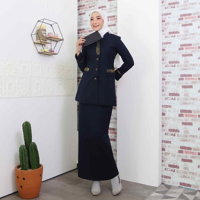 SIAPKIRIM Seragam PNS Baju Navy PNS Wanita Seragam ASN Wanita Baju Kantor Wanita - 7011 Navy READY