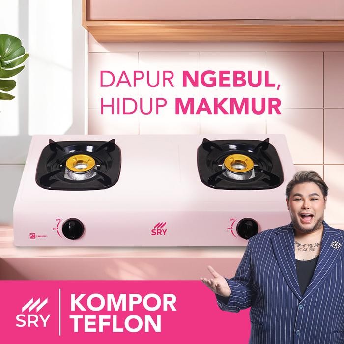 TERLARIS Kompor Gas SRY 2 Tungku Pastel Kompor Teflon Kompor 2 Tungku Kompor Dapur Modern Kompor
